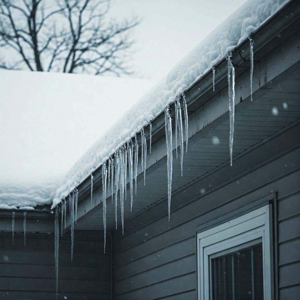 Snowy Roof with icicles